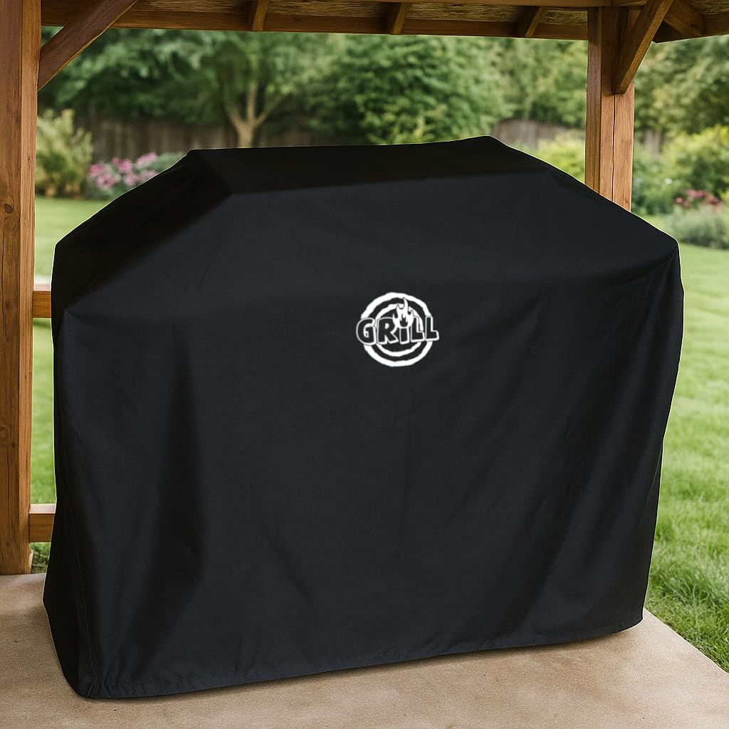 Pokrowiec na Grill Wodoodporny 124x60x118 cm - Wytrzymała Plandeka Poliester 600D z Wentylacją i Ściągaczem - Osłona na Grilla i Meble Ogrodowe