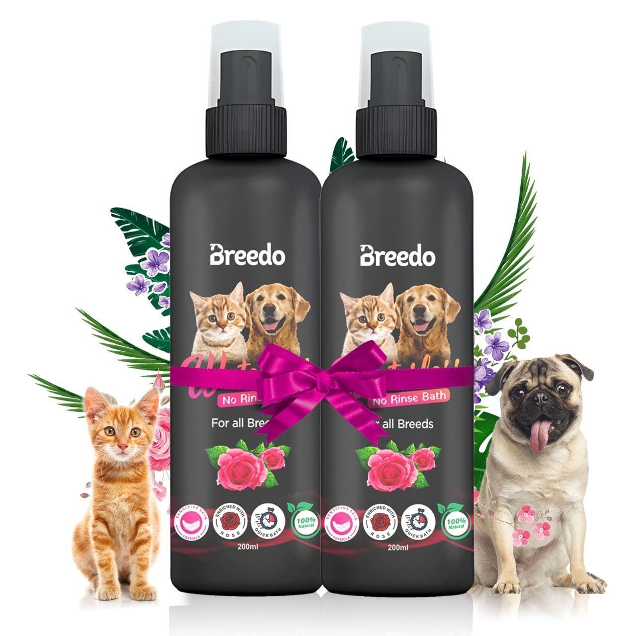 Breedo (Pack of 2) Cat Rose Dry Bath Instant Conditioning Waterless Shampoo Spray for Cats & Puppy Dry/Waterless Cat Shampoo(400 ml)| Maintains Overall Skin Health,Shiny Body and Nourishing Hair (B0BP7XK1KM) Amazon Price History, Amazon Price Tracker