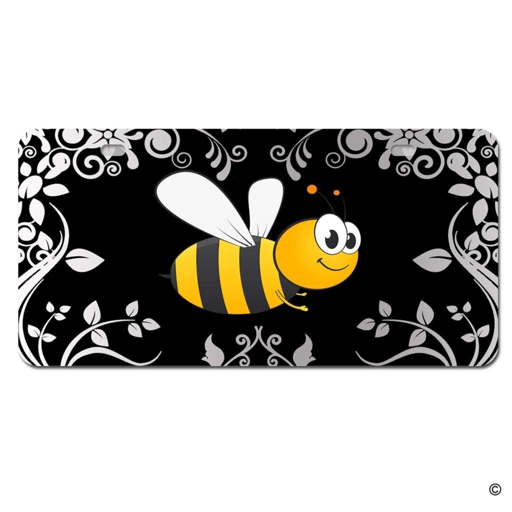 ClustersNN License Plate Cover Bumble Bee Metal License Plate Cover Decorative Car License Plate Auto Tag Sign 6x12 Inch