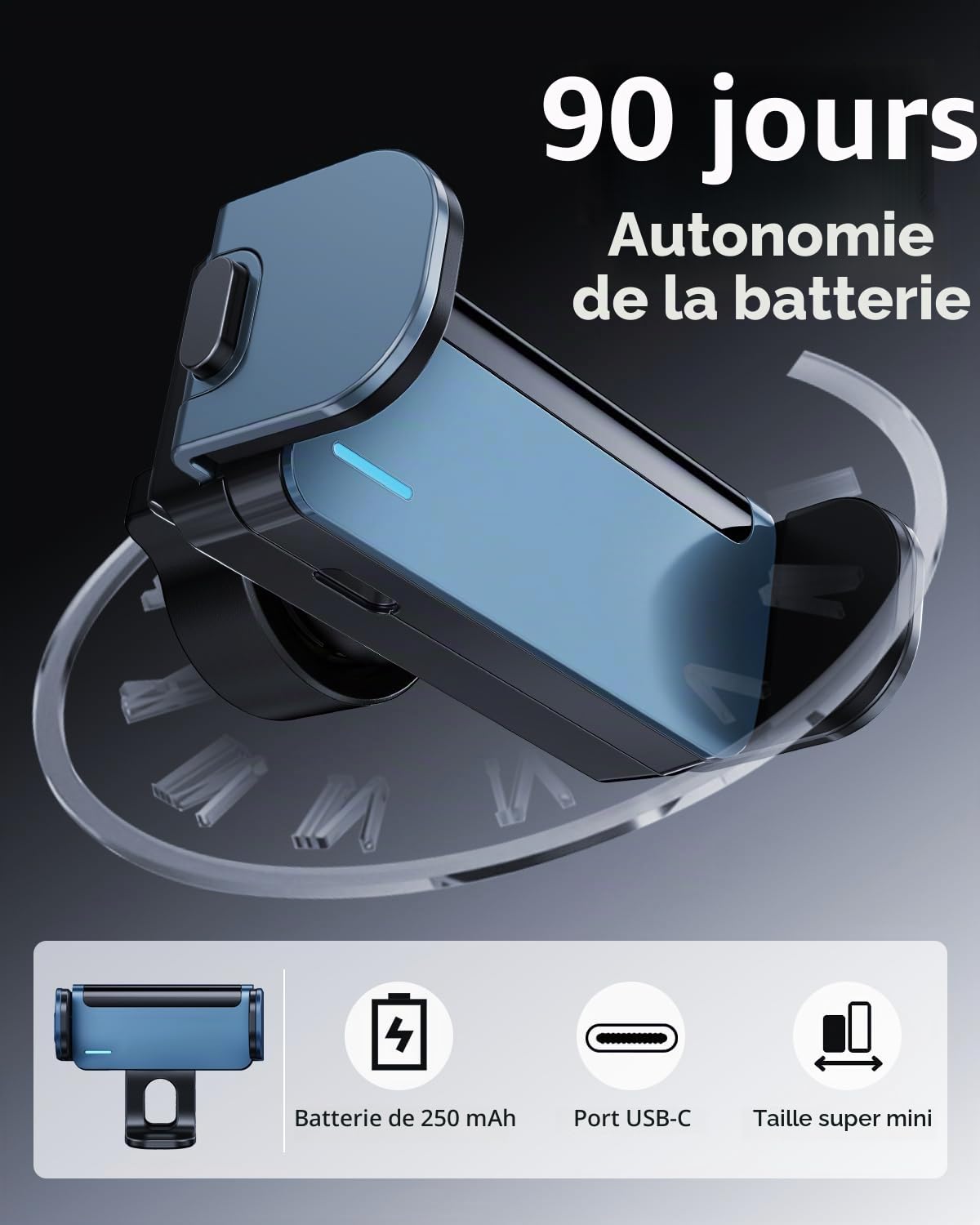 Support Téléphone pour Tesla Model Y 2025-2026 et Model 3 2024-2026 AI Détection Automatique 360° Support Téléphone Électrique pour iPhone, Samsung et Plus (Non Compatible avec Performance)