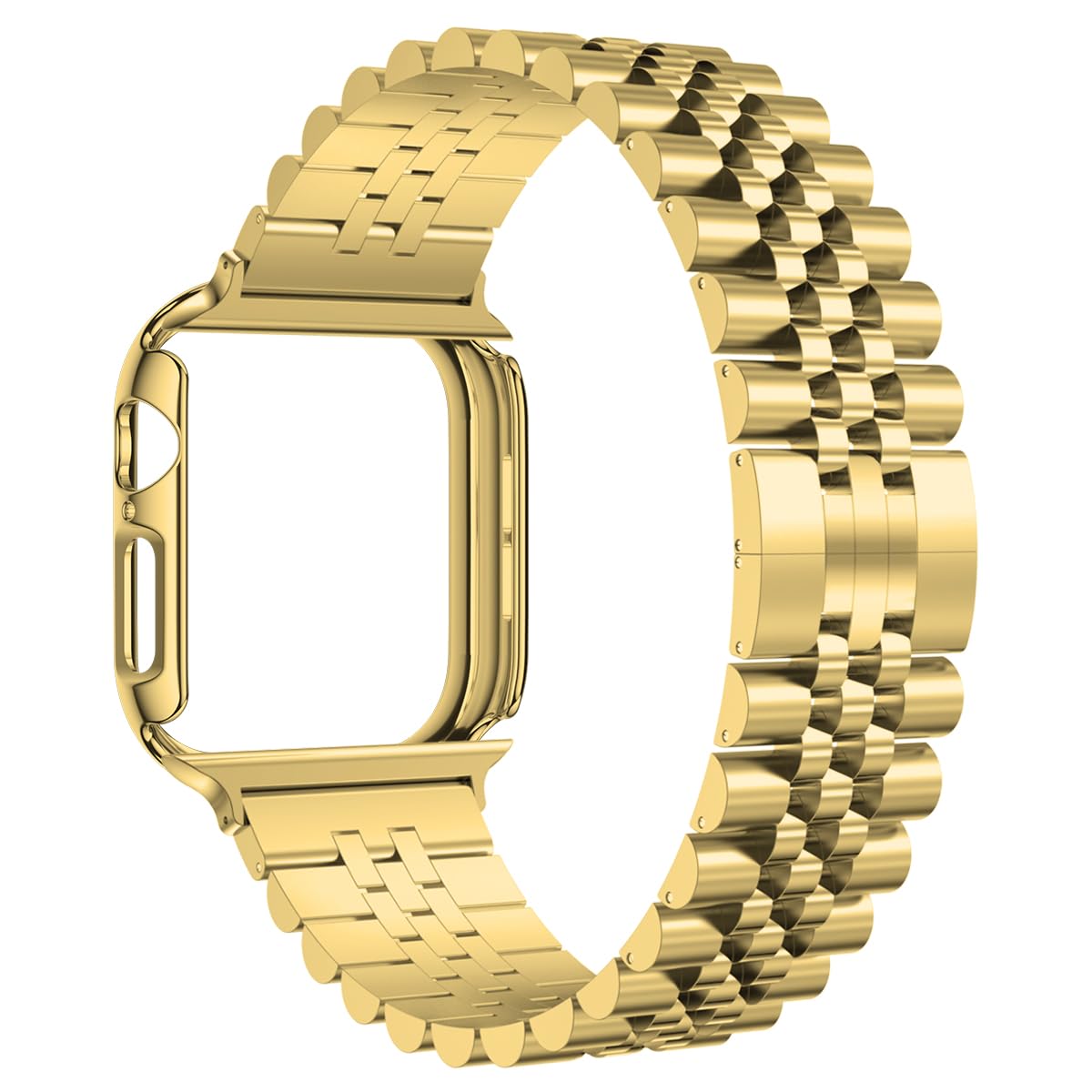 baozai Compatible Apple Watch Bands 46mm 45mm 44mm 42mm 41mm 40mm 38mm, Stainless Steel Band with Screen Protector Case for Apple Watch Series 12/11/10/9/8/7/6/5/4/3/2/1/SE3