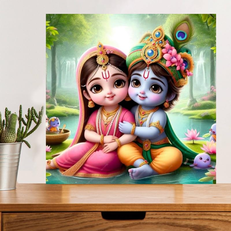 Image of British Terminal Cute little Bal Gopal Baby God Krishna| Kanha Ji | Laddu Lord Makhan Chor Painting Religious Poster for Pregnant Women for wall (matt thin vinyl,sticker,multicolor,unframed)| bj244