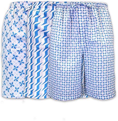 Men's Lounge Pajama Sleep Shorts/Woven Jam Dorm Shorts Drawstring & Pockets - 3 Pack