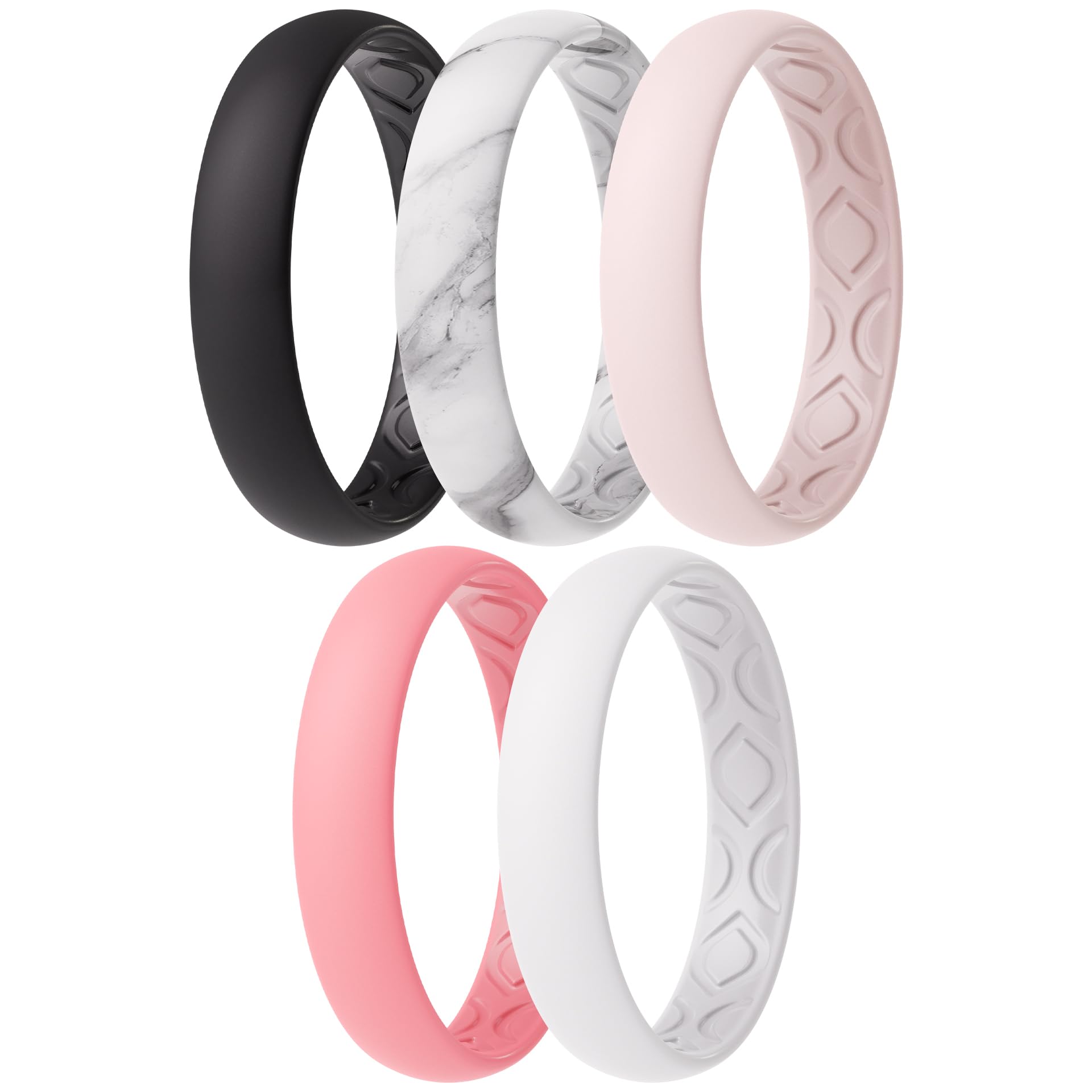 ThunderFit Women Breathable Silicone Bridal Rings Sets For Her, 4mm Wide