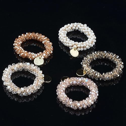 Miniatura 2 de 5 ligas para el cabello con diamantes de imitación, bandas elásticas para el cabello de moda, coleteros de cristal, bandas para el cabello, cuerdas