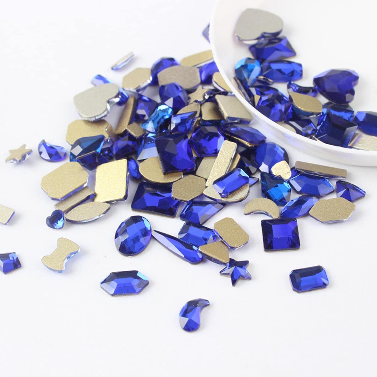 Mix Shape 100Pcs Sapphire Flat back Strass 3D Crystal Nail art Pietre per unghie fai da te Decorazione artistica-Zaffiro 36Grid box, 100Pcs