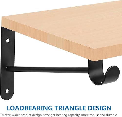 Miniatura 4 de Estante de armario y soportes de barra de montaje en pared resistente, 4 piezas, color negro