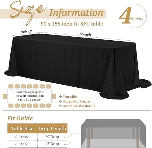 Miniatura 650 de Paquete de 8 manteles redondos blancos de 90 pulgadas, manteles redondos de poliéster lavables para mesa de tela decorativa resistente a