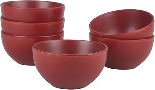 10 Strawberry Street Wazee - Tazón para cereales mate de 5.5 pulgadas16 onzas, juego de 6, rojo