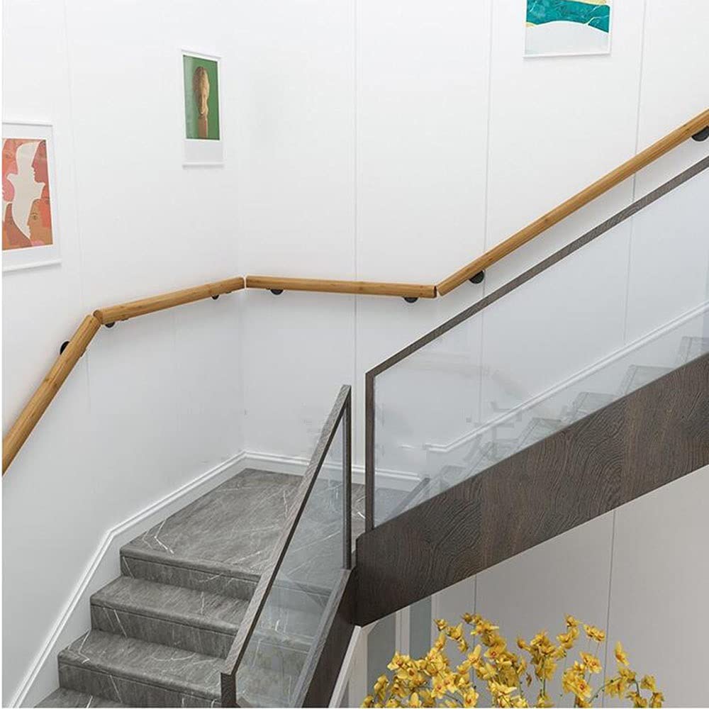 Pasamanos de Madera de 30~600 cm para Escaleras Interiores, Varilla de Soporte para Ancianos con Soportes de Acero Inoxidable, decoración de Pasillos (Size : 100cm/3.3ft)