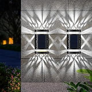 JOOAYOU Solar Fence Lights, 4 Pack Solar Wall Lights Outdoor, Solar Garden Lights Waterproof Outdoor Wall Lights for Garden, Fence, Patio, Gate, Yard, Driveway