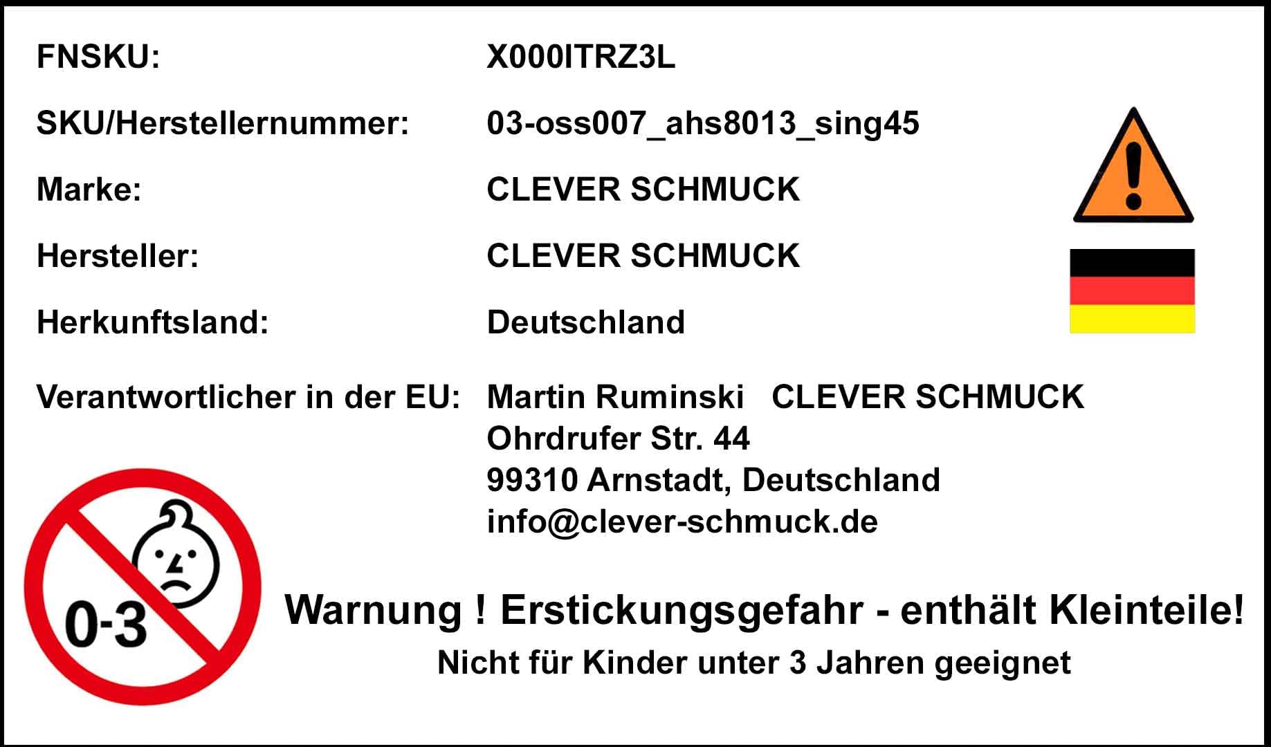 CLEVER SCHMUCK Set für Damen Ohrstecker Stern 9 mm matt glänzend mit Zirkonias weiß, passender Anhänger 15 mm & Kette Singapur 45 cm 925 Sterling Silber im Etui anthrazit