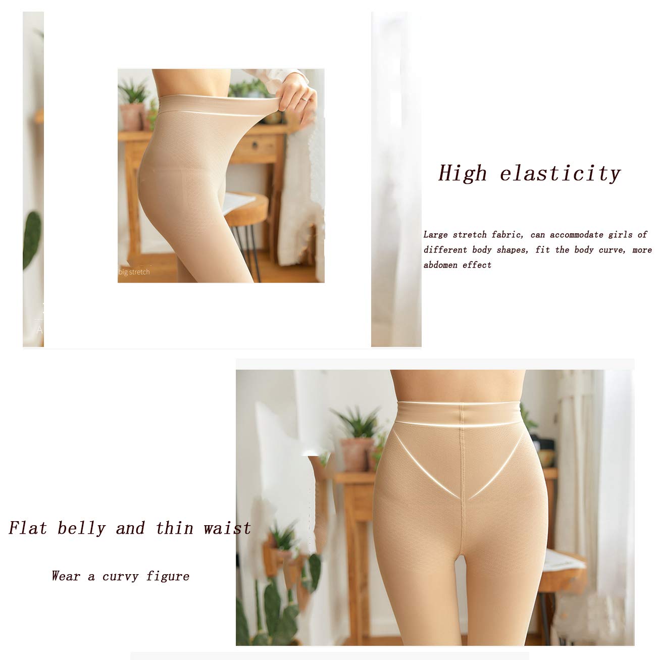 Collant Donna, Collant Rinforzato Integrale, Calze Autoreggenti Leggings rinforzati Lunghezza, Collant Dimagranti a Vita Alta, Collant con Piedi,Bianca,2 Pair