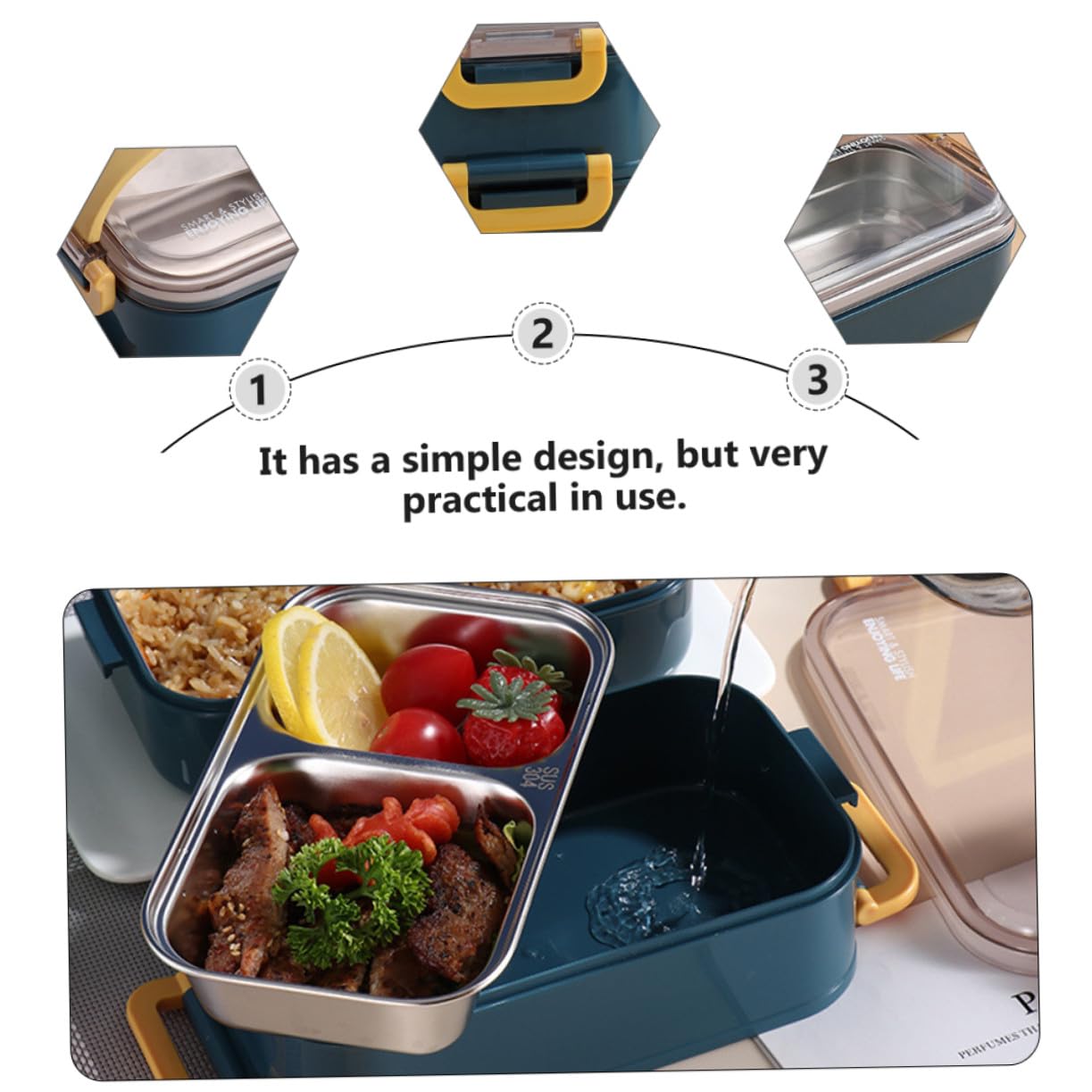 Boîte à Bento Isotherme en Acier Inoxydable, Caisse Rangement Exterieur