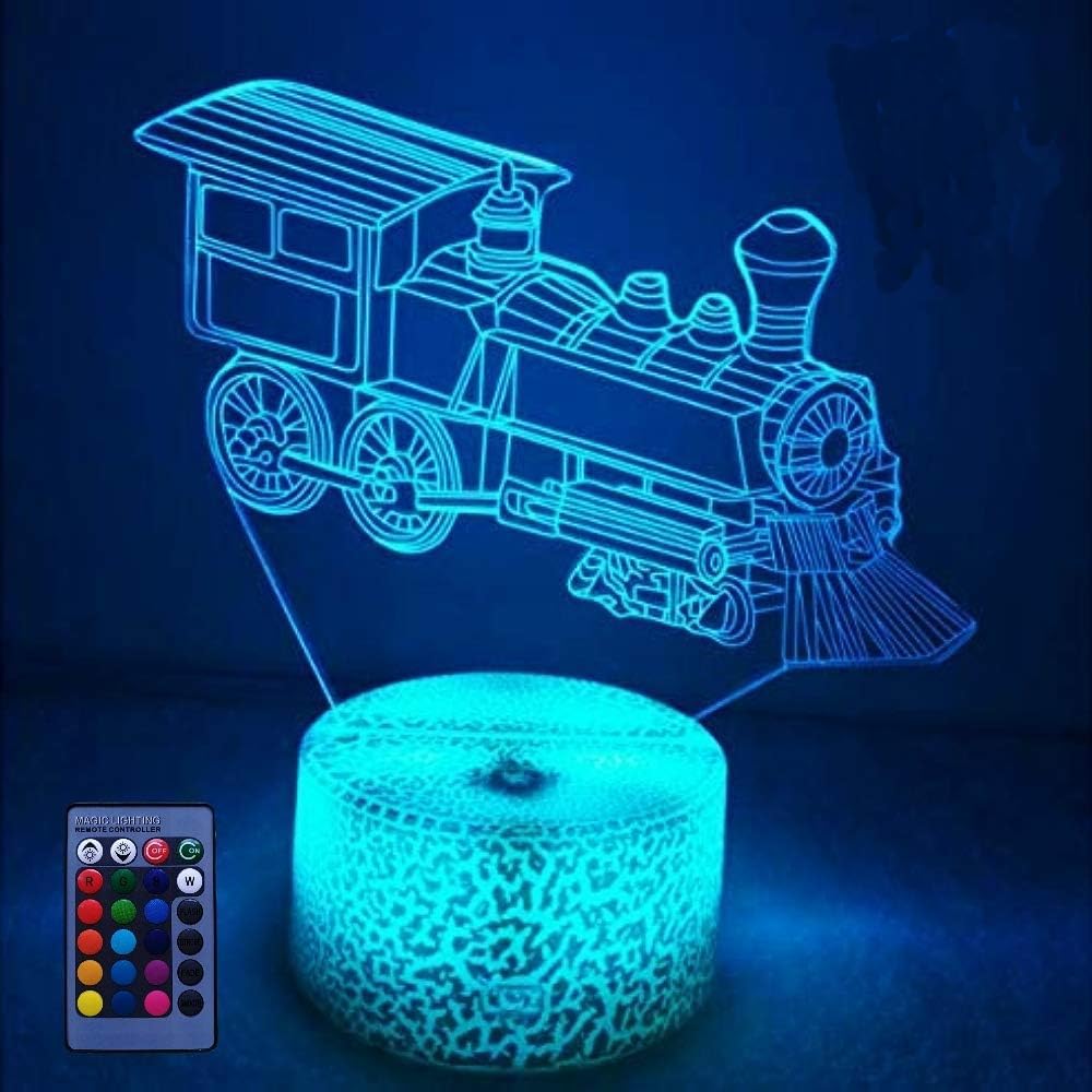 HPBN8 3D Zug Lampe Mit Fernbedienung – 16 Farben, USB-Betrieb | Optische Illusion Nachtlicht Für Kinderzimmer