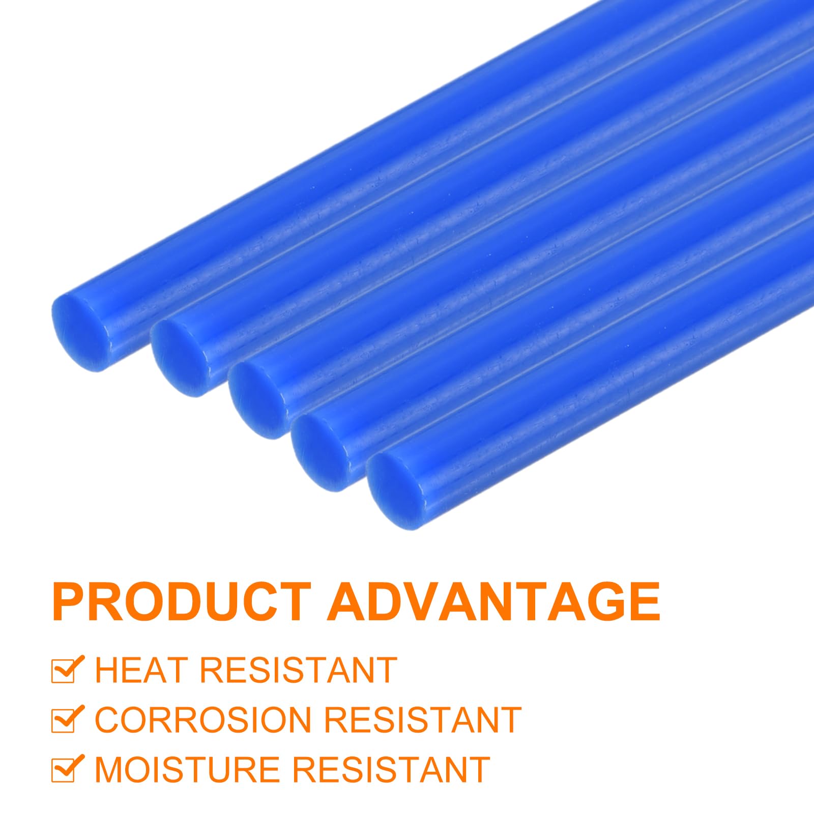 uxcell 5 aste in plastica blu, 15 x 500 mm, in ABS, rotonde, solide, per fai da te, giocattoli, costruzioni, modellismo architettonico