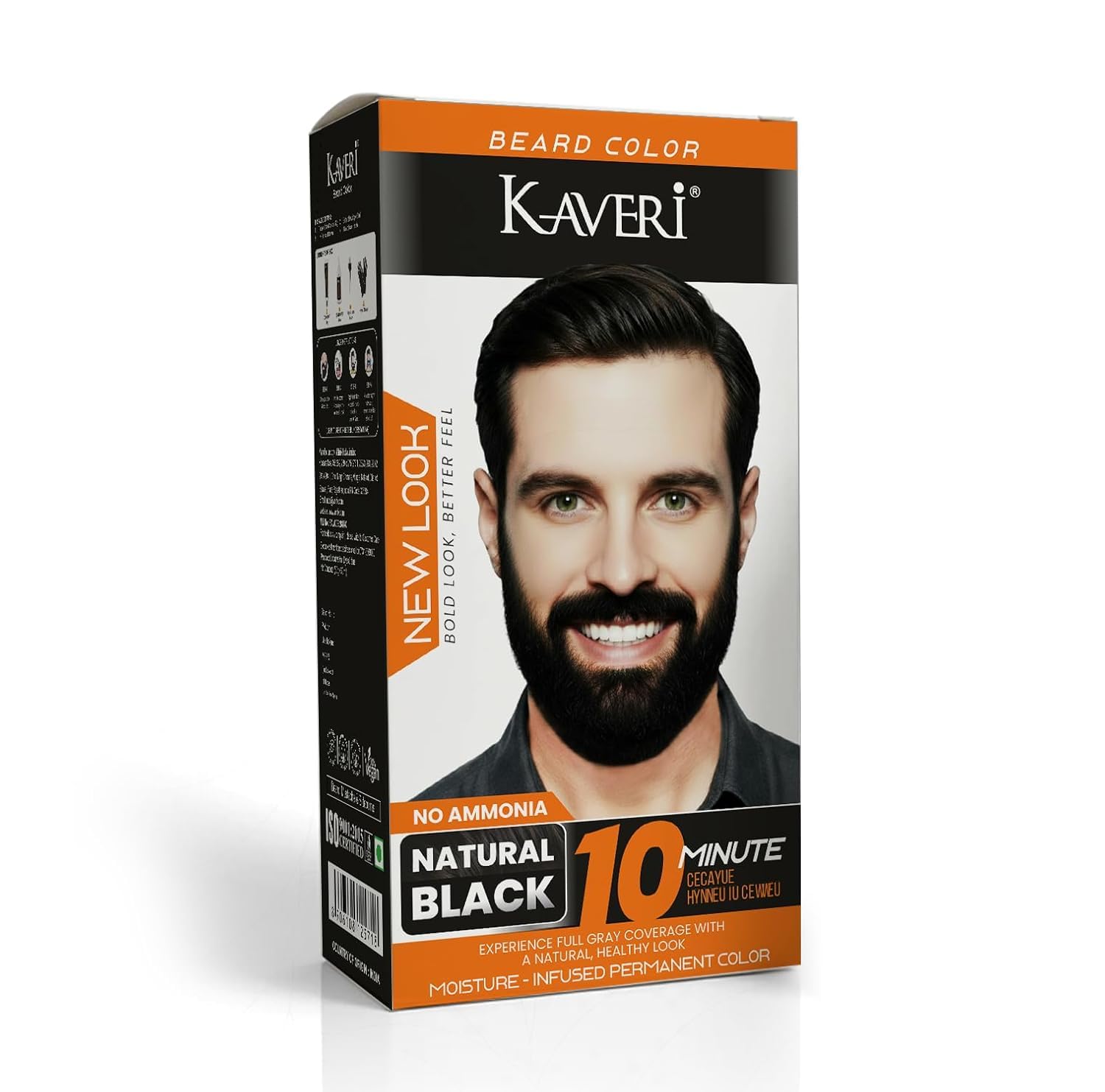 Kaveri Beard Color for Men – Natural Black | No Ammonia Beard Dye | 10 Minute Gray Coverage | Permanent Beard, Moustache & Sideburn Color | With Developer & Brush | 60g + 60ml-image-33