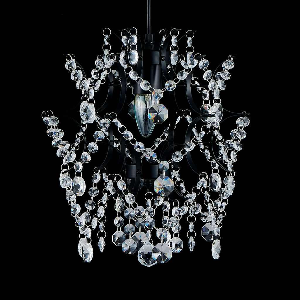 AGV LIGHTING Mini Crystal Chandelier, Modern Black Pendant Light with Hanging Crystal Beads, Elegant Small Chandelier Lighting Fixture for Dining Room, Bedroom, Kitchen Island, Hallway, Entryway