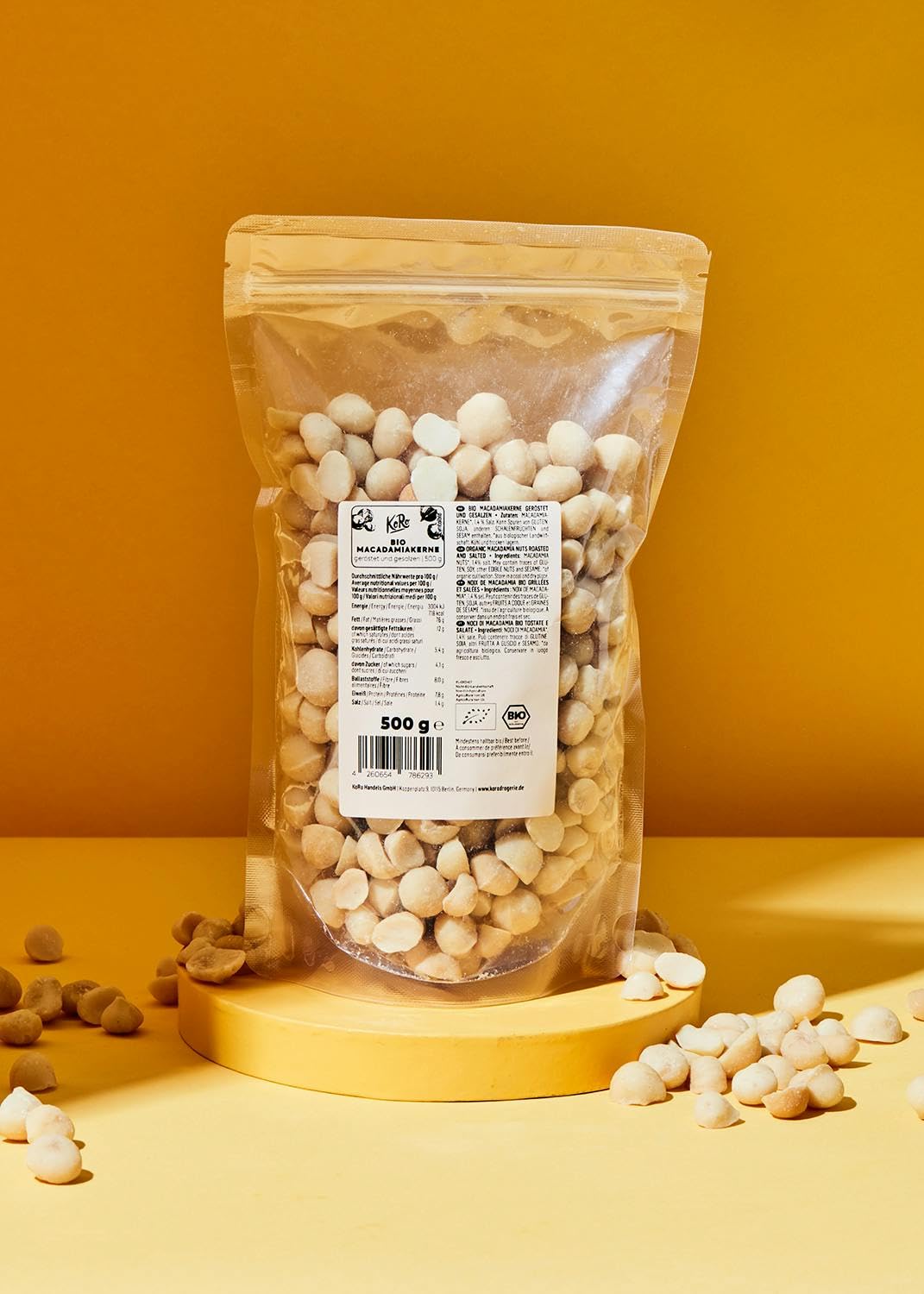KoRo - Macadamia grillées et salées bio 500 g