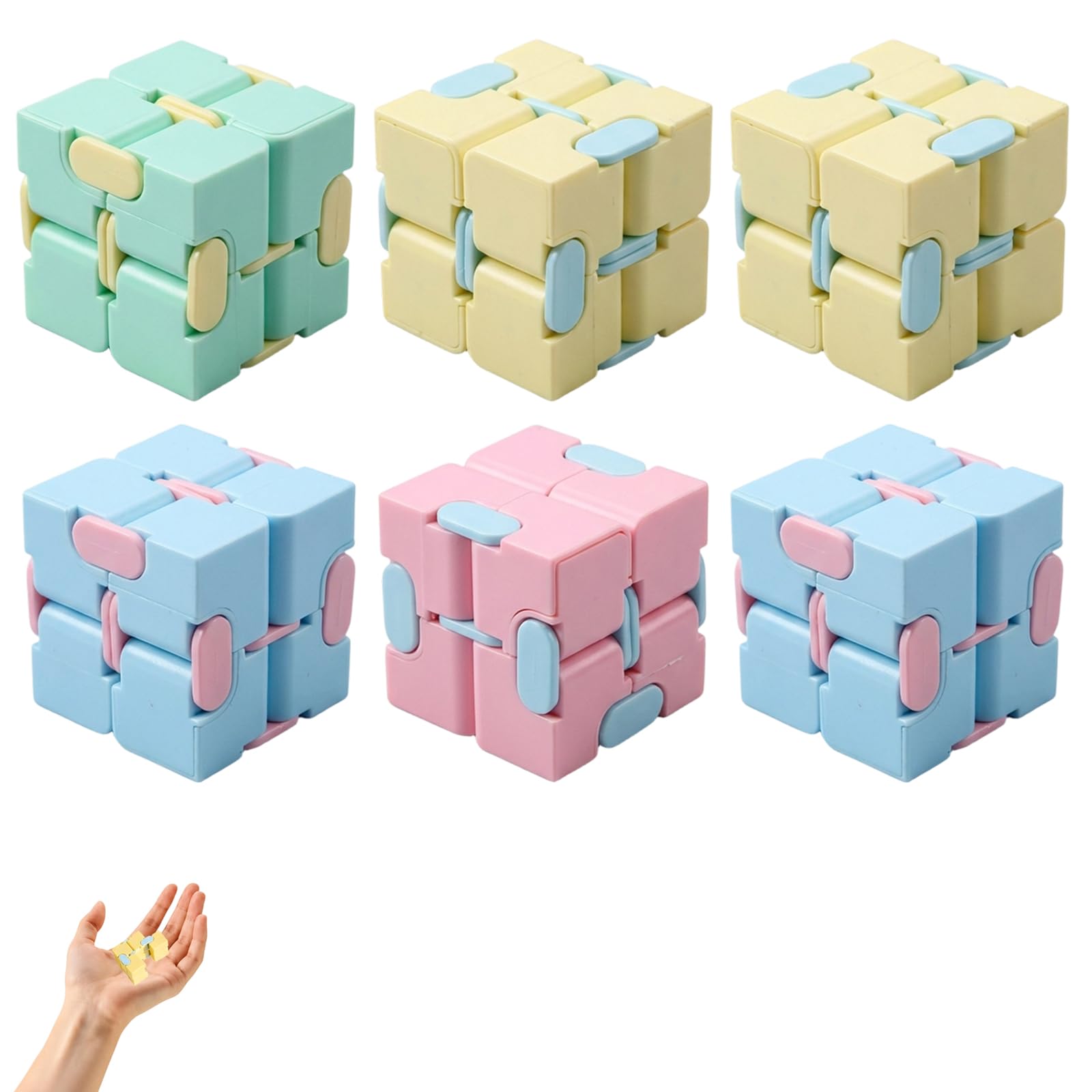 6PCS Fidget Cube, Pocket-Sized Hand Play for Students and Office Workers, 6-Piece Set in Assorted Colors, Portable Mini Hand Ideal for Daily Indoor Relaxation