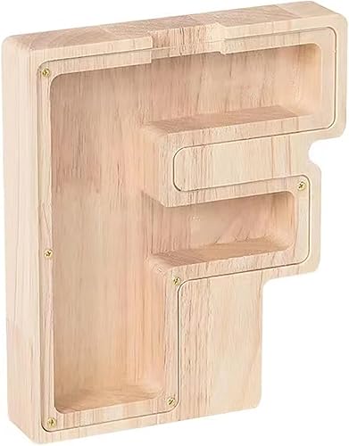 Alcancía para niños y niñas alcancía grande con 26 letras del alfabeto inglés madera personalizada caja de ahorro de dinero transparente nombre de