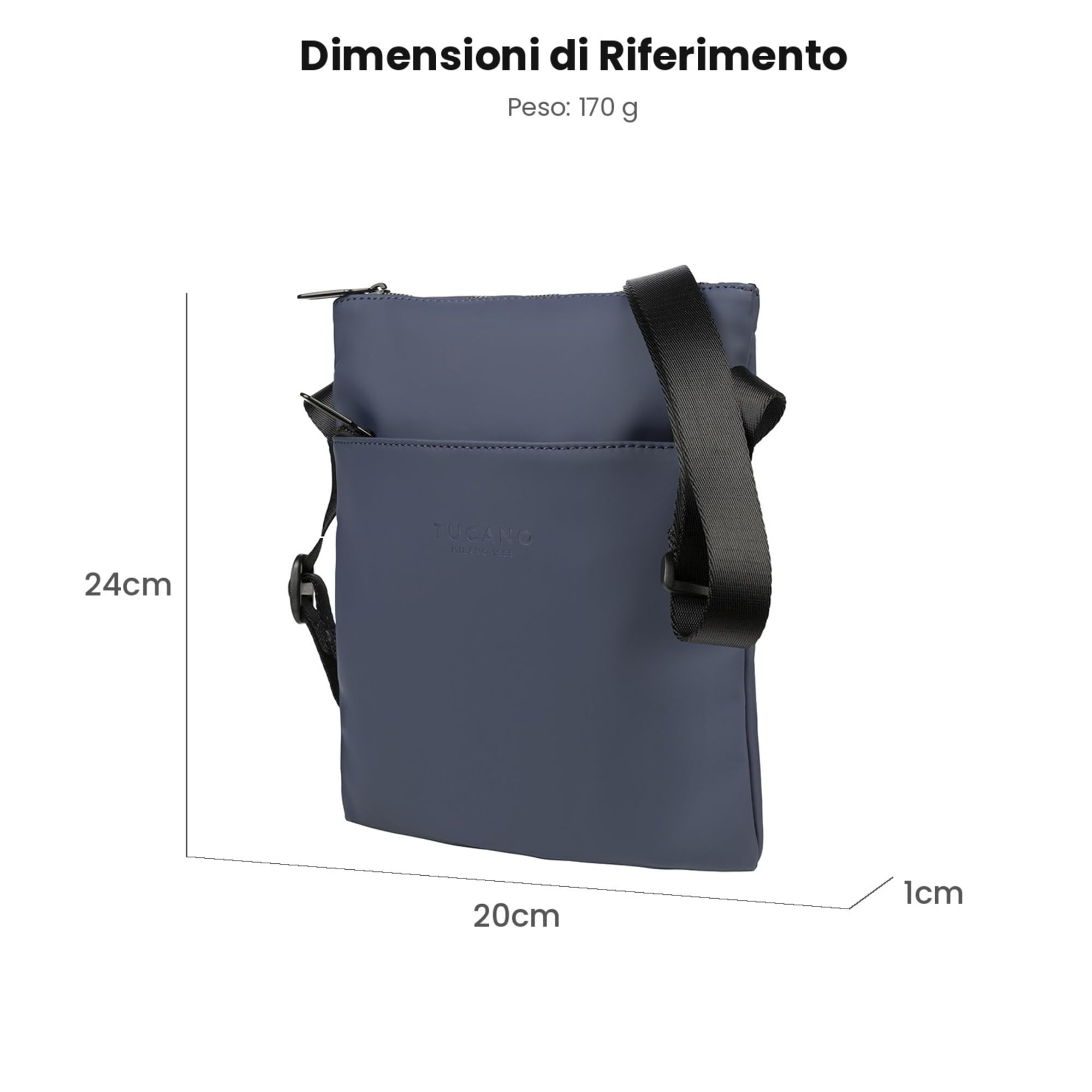 Tucano, Gommo Shoulder Bag, Borsa a Tracolla Uomo Donna in Materiale Gommato, Borsa Compatta e Slim con Sistema Anti-Radiazioni, Tracolla Regolabile e Tasca Esterna
