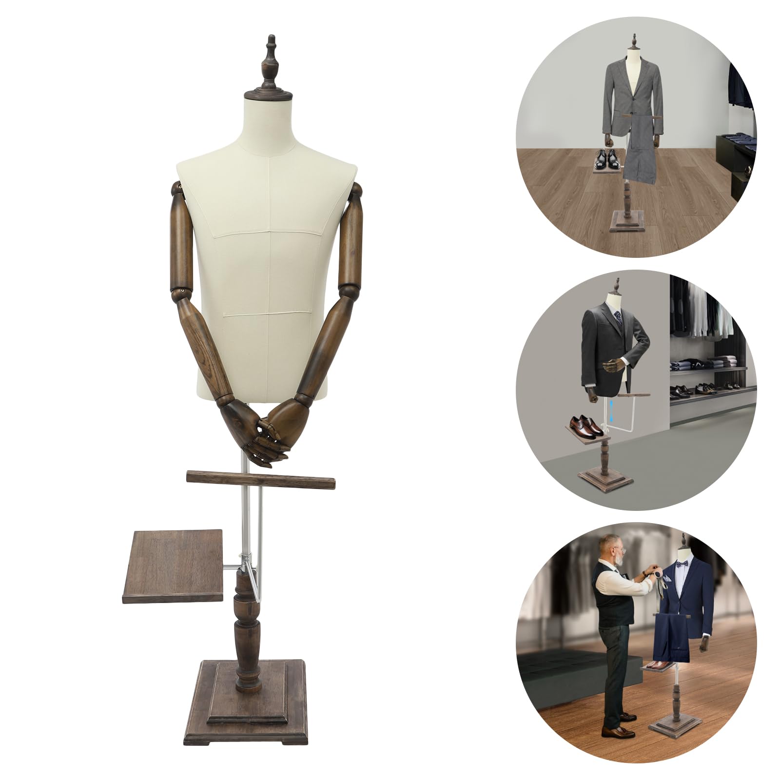 Regulowane manekiny krawieckie do sklepów odzieżowych, męskich wieszaków na ubrania, regulacja wysokości od 1,35 do 1,8 m, nadają się do butików, domów handlowych, krawieckich i sklepów odzieżowych.