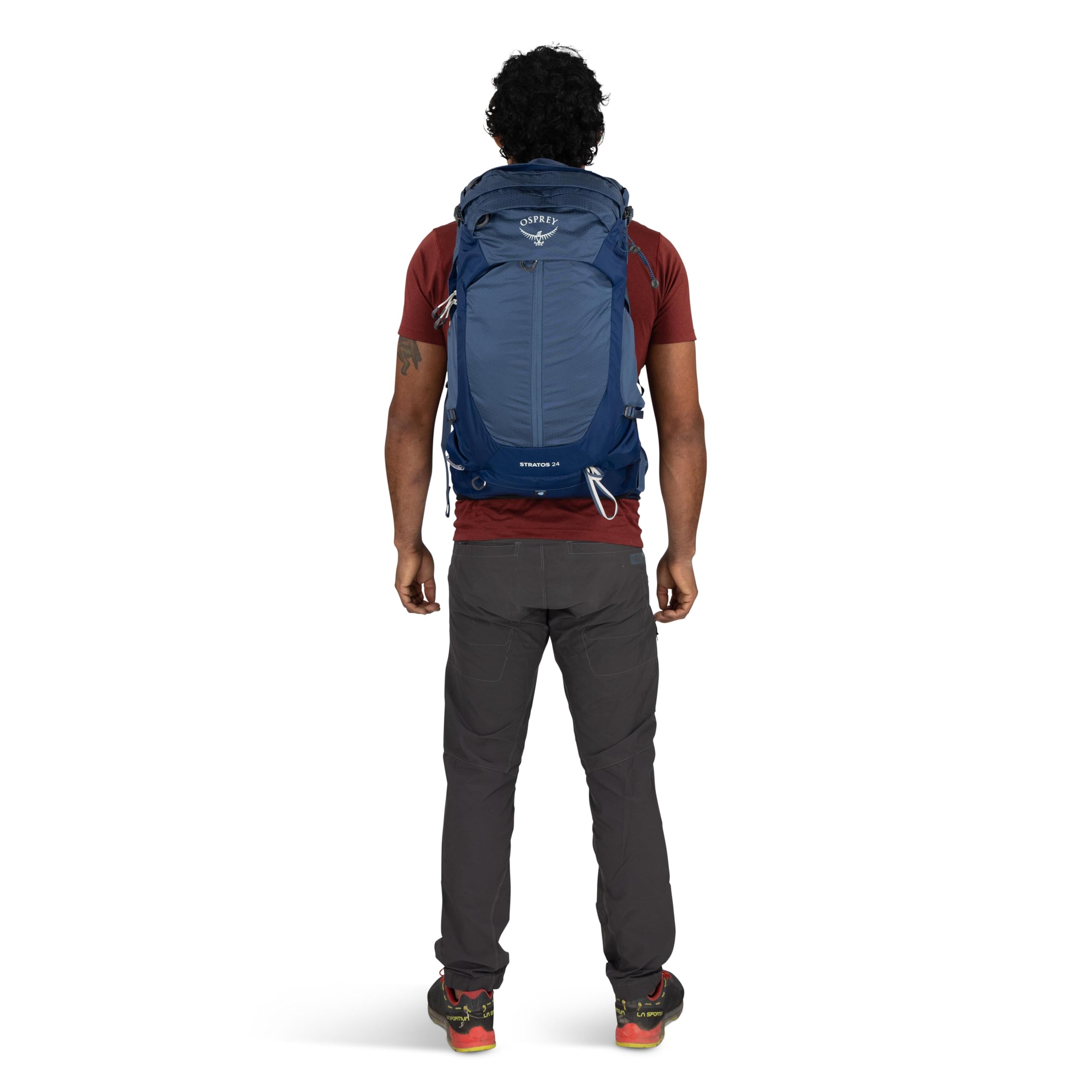 Osprey Stratos - Mochila de senderismo para hombre (paquete de 1), Negro cuervo, 24 liters, 24 litros