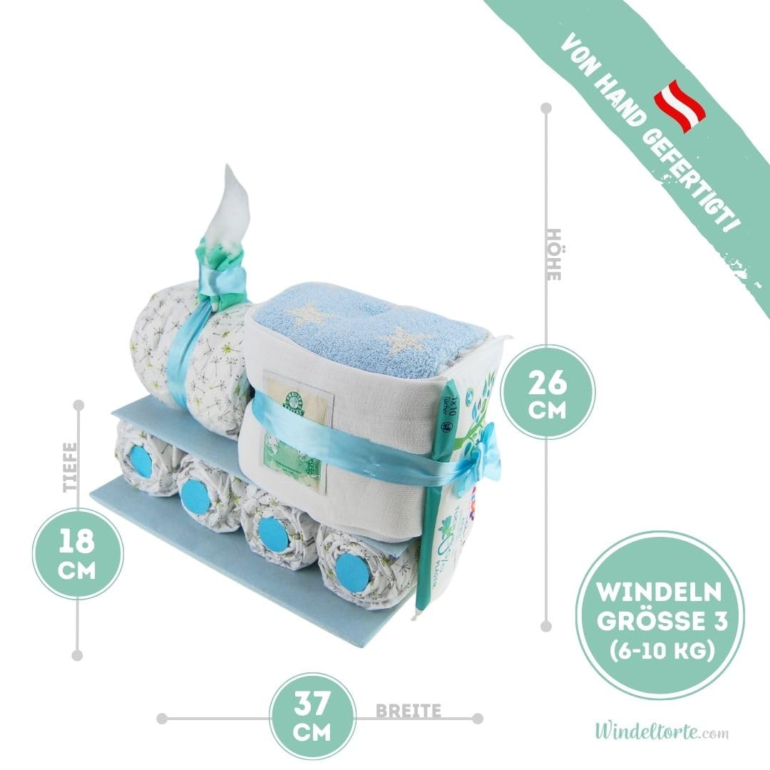 Lillydoo Couches pour garçon Bleu 29 couches Windeltorte fait à la main Cadeau de naissance