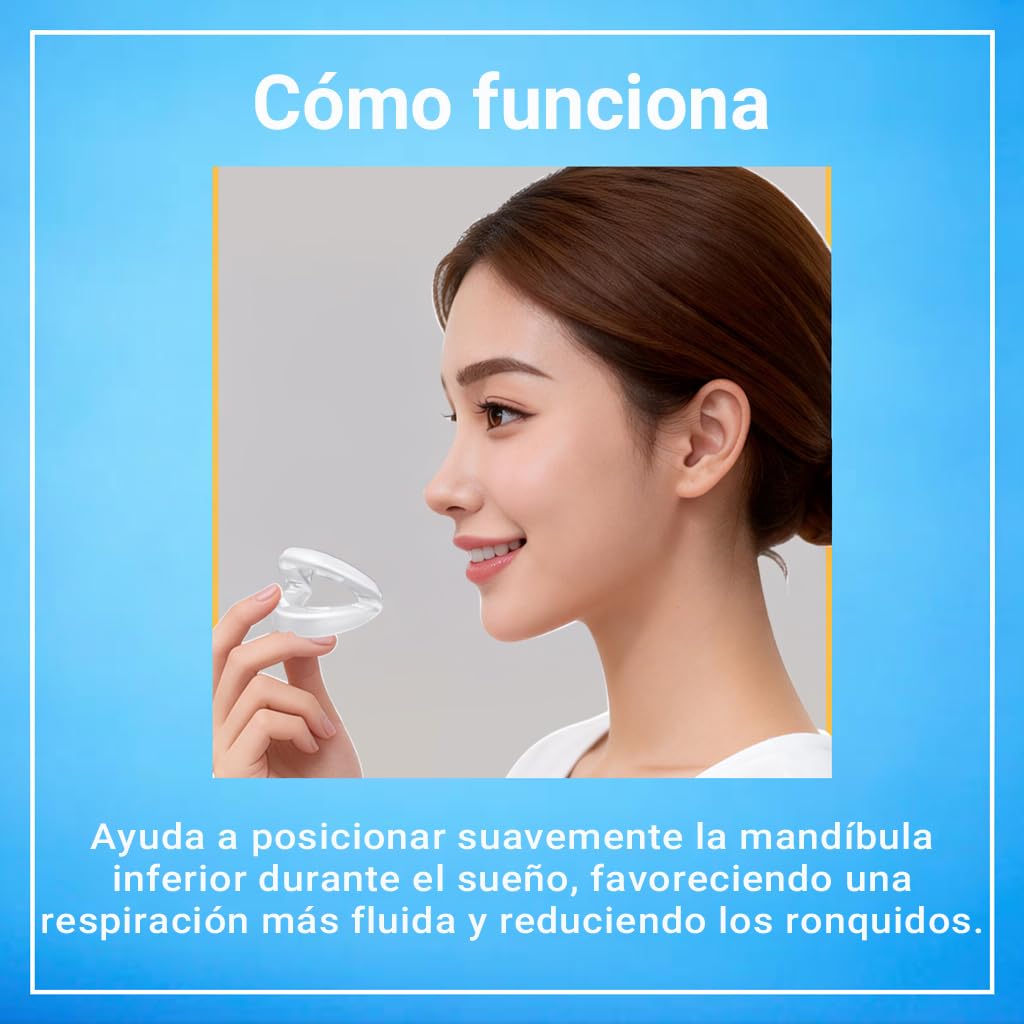 AIOUTGOGO Férula Antirronquidos con Diseño Abierto 180°, Dispositivo Bucal Antirronquidos, Listo para Usar, Reutilizable, Ajuste Cómodo para Dormir, Ayuda a Reducir los Ronquidos - Transparente