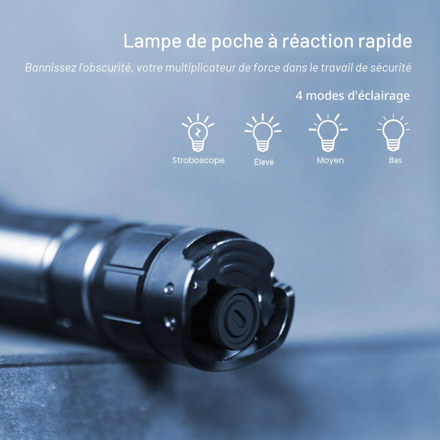 KLARUS EP11 - Lampe Torche tactique rechargeable USB-C 1300 lumens, double interrupteur arrière, 3 modes d'éclairage + stroboscope, lampe de poche étanche IPX8