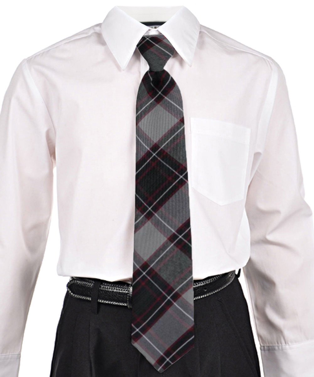 Cookie's Adjustable Banded Necktie with Clip - gray/burgundy/green *plaid