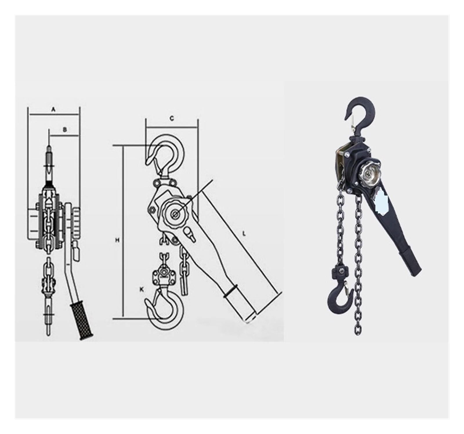 kettenzug Manueller Hebelzug mit Kette und Drehhaken. Schwerlast-Handkettenzug for Heben und Ziehen von Gebäuden hebelzug | 2T/3 m