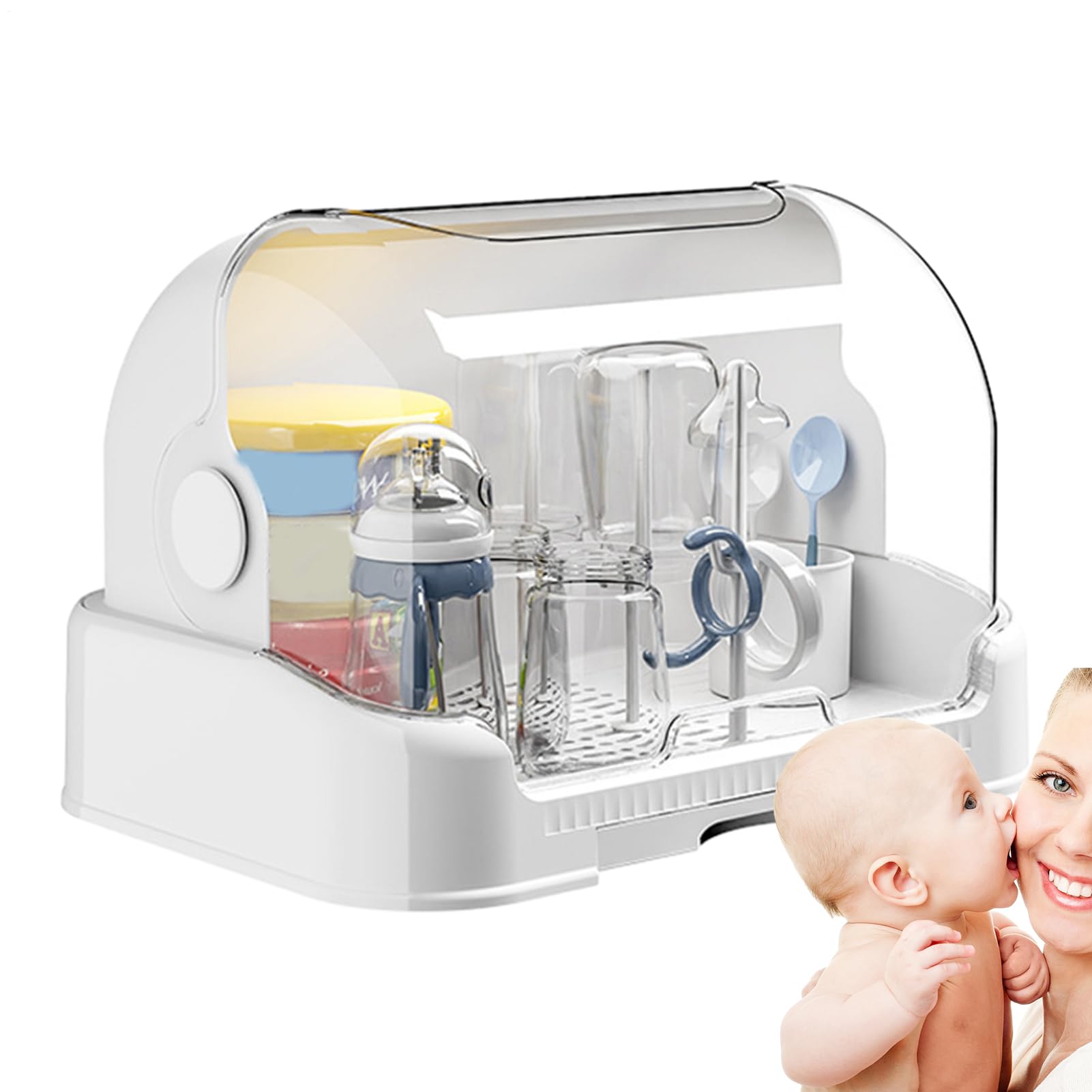 Egouttoir Biberon Bebe Avec Couvercle | Boîte De Rangement Pour Biberon | Rangement Stockage Avec Bac À Eau Amovible, Porte-biberon Etendoir À Biberons, Tétines, Tasses, Pièces De Pompe Et Accessoires