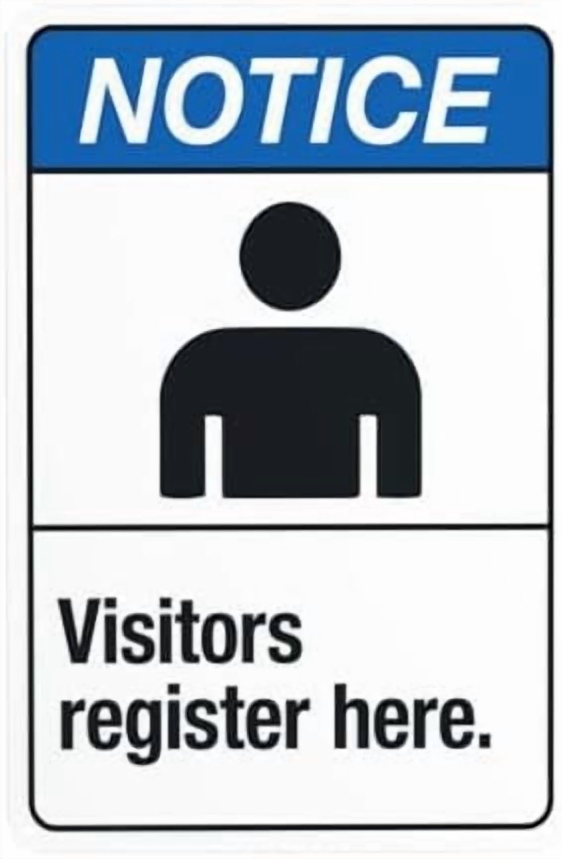 (2-Pack) Metal Tin Sign Visitors Register Here Warning Sign, Visitor Security Signs for Home Outdoor Indoor Road Yard Garage Street Wall Caution Custom Decor 8 x 12 Inch