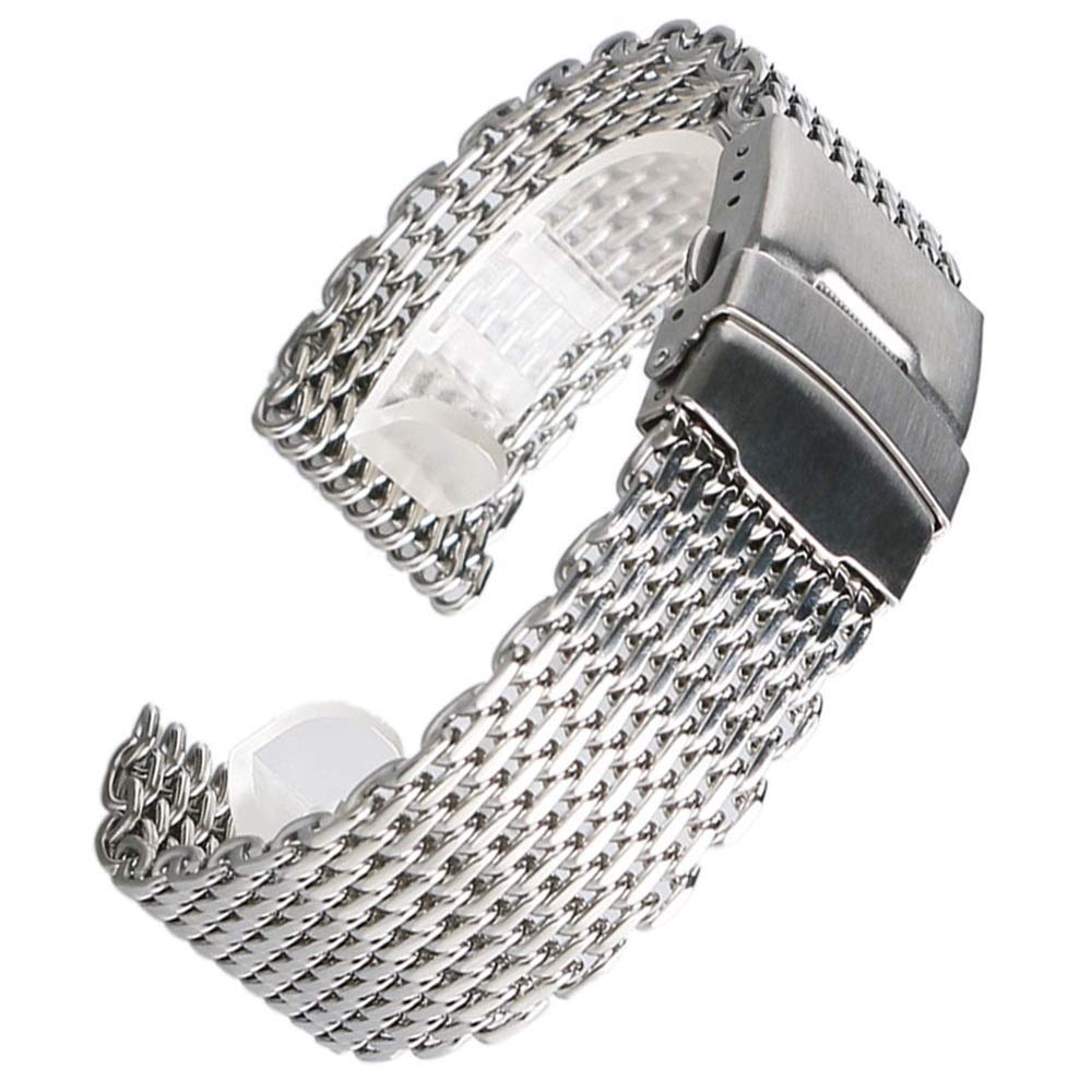 QHQQXN Correas de Reloj de Malla de Acero Inoxidable de 18/20/22/24mm, Correa de Repuesto para muñeca