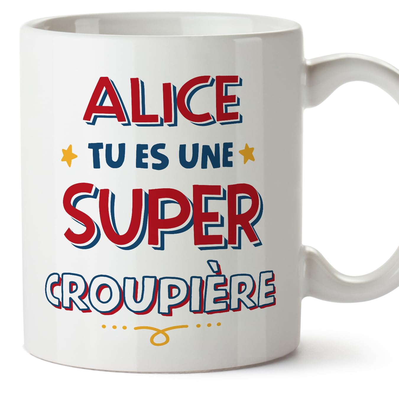 MUGFFINS Personalised Mug for Croupier Woman - in French - Tu ES Super - Funny Custom Gift for Colleagues - Ceramic 11oz Mug — image 1