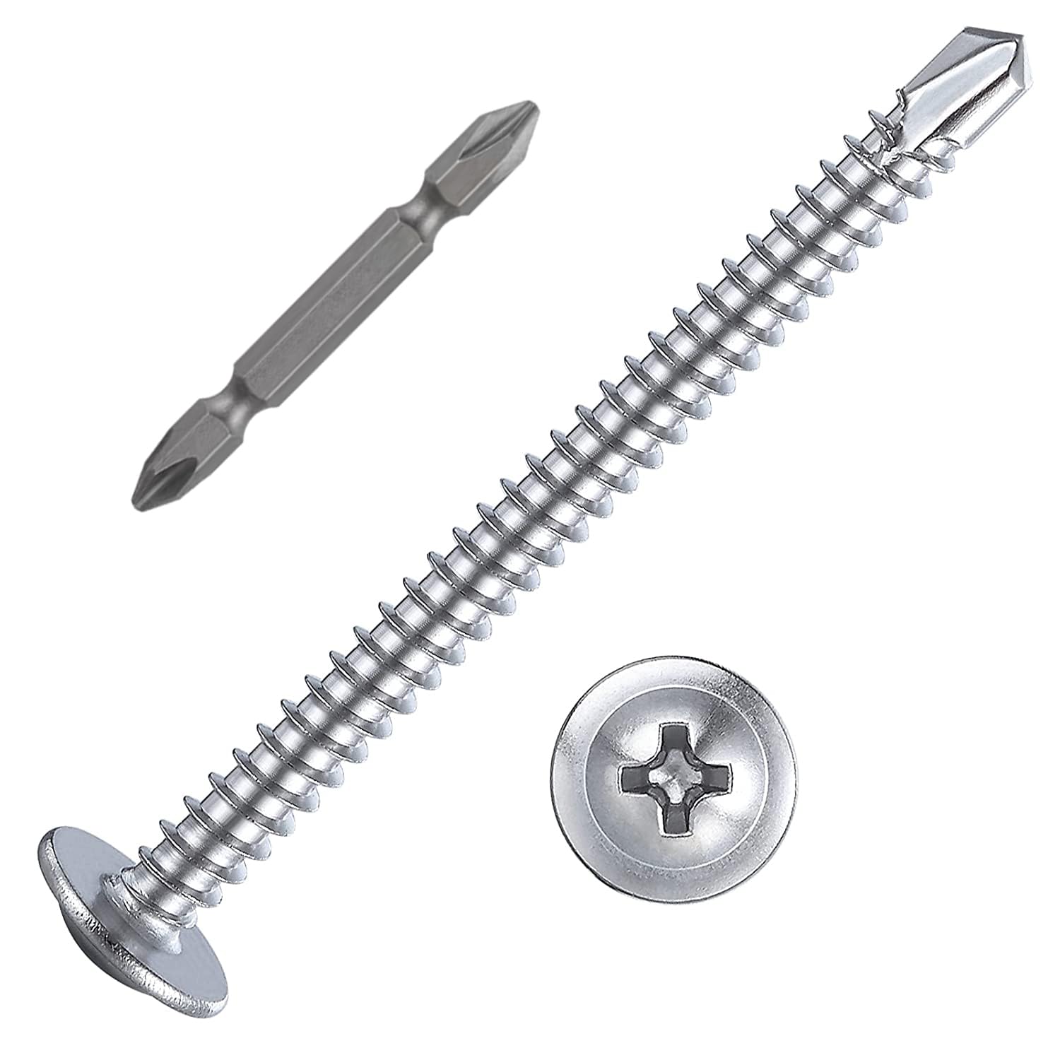 Photo 1 of (100 pcs) Wensilon #10×2”for Sheet Metal Self-Tapping Screws 410 Stainless Steel Truss Head High-Strength Quick Tapping Screws