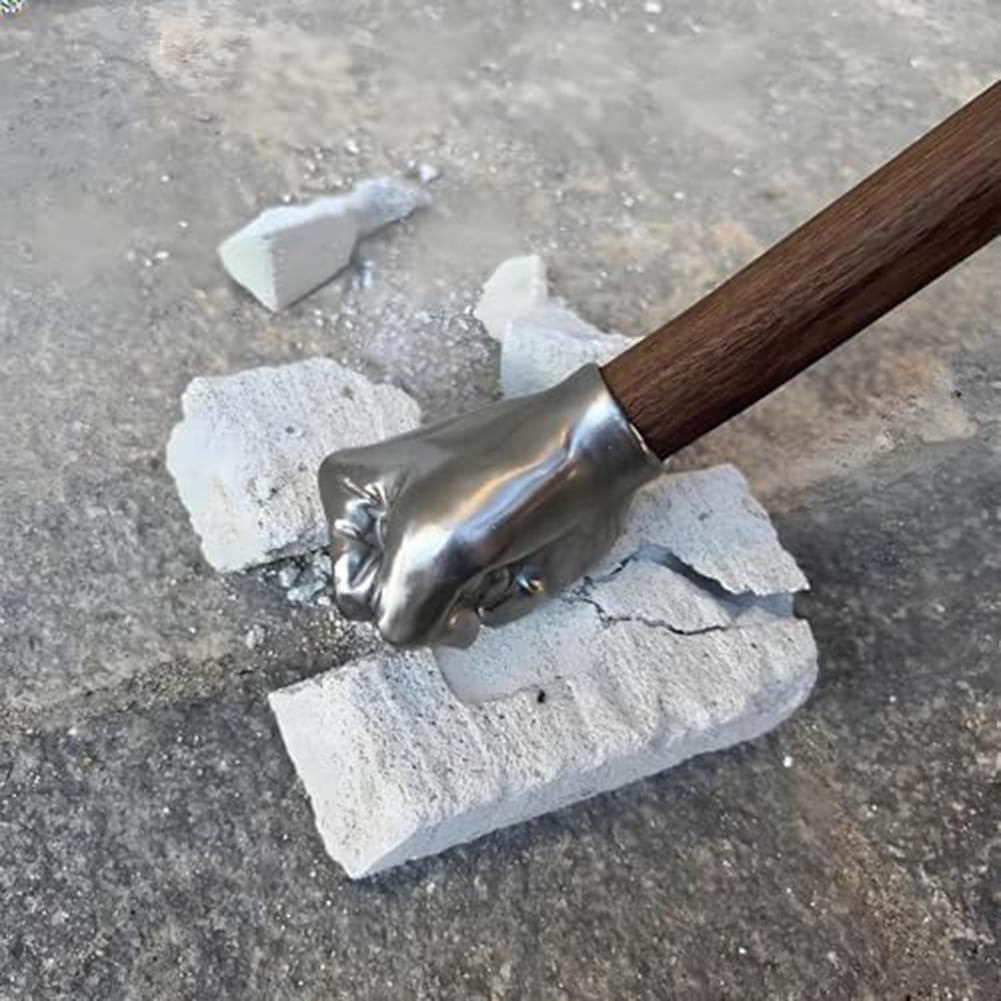 Marteau de poing décoratif en acier inoxydable avec poignée en bois antidérapante, outils à main, outil de quincaillerie pour les tâches légères (marteau de poing)