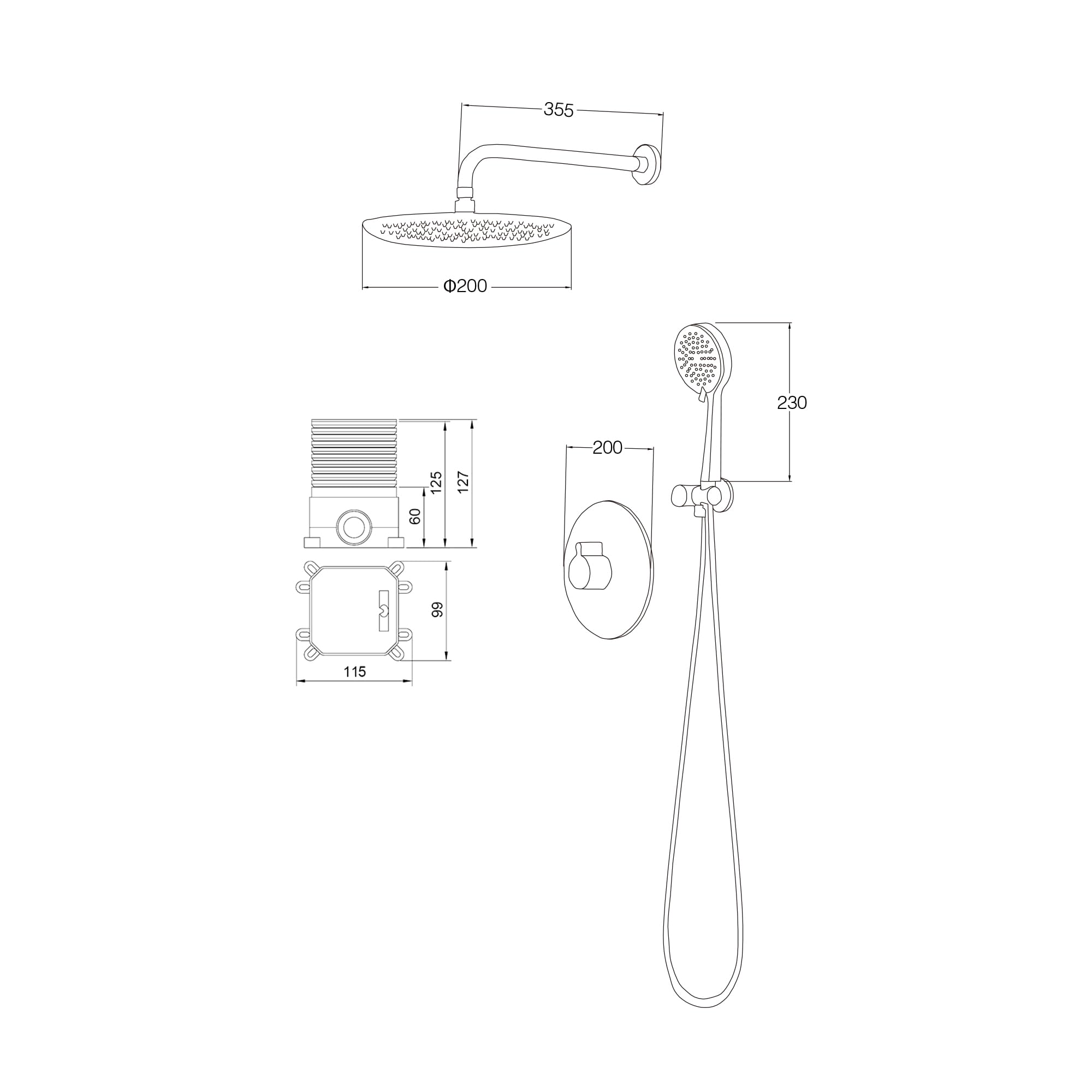 doporro Soffione Doccia a Pioggia Tondo da Parete(Ø 40cm),Set Doccia con Doccia a Mano e Pioggia Soffione Doccia con 1.5M Flessibile Doccia