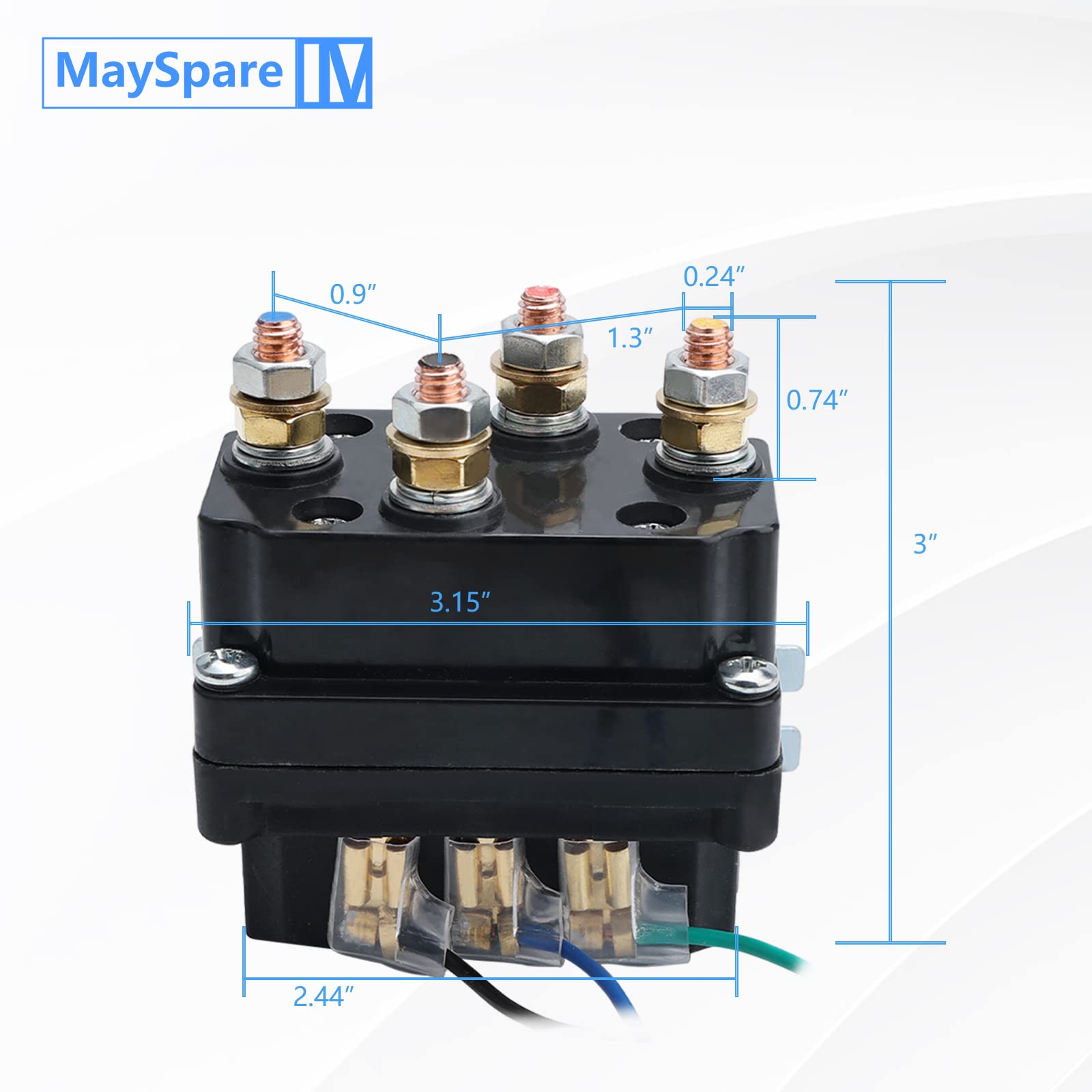 MaySpare 250A 12V Winch Solenoid Relay contactor for AUT UTV 3000-5000lbs winche