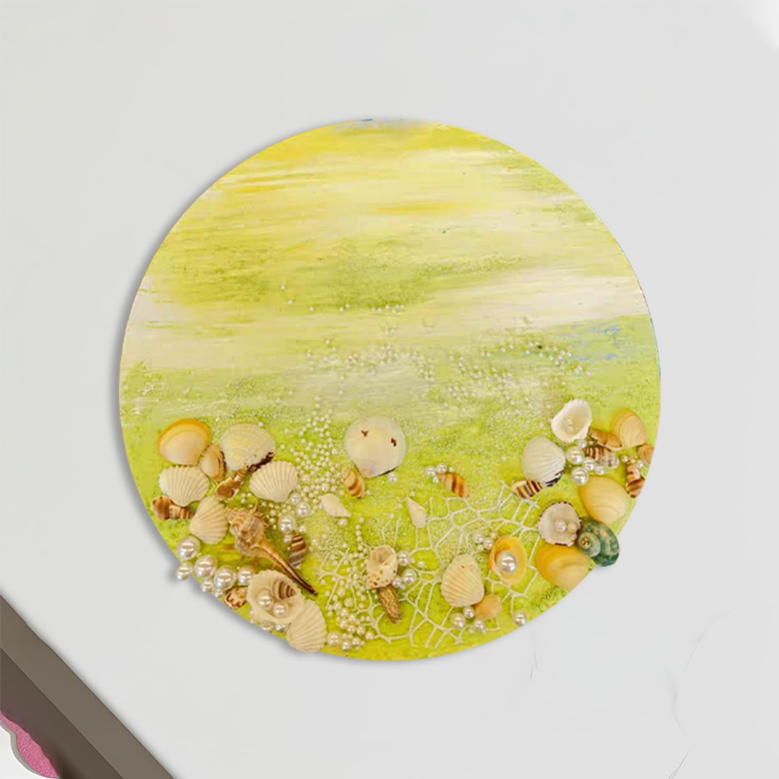 Żółty Zielony Plaża DIY Ocean Krajobraz Obraz olejny 20x20 cm