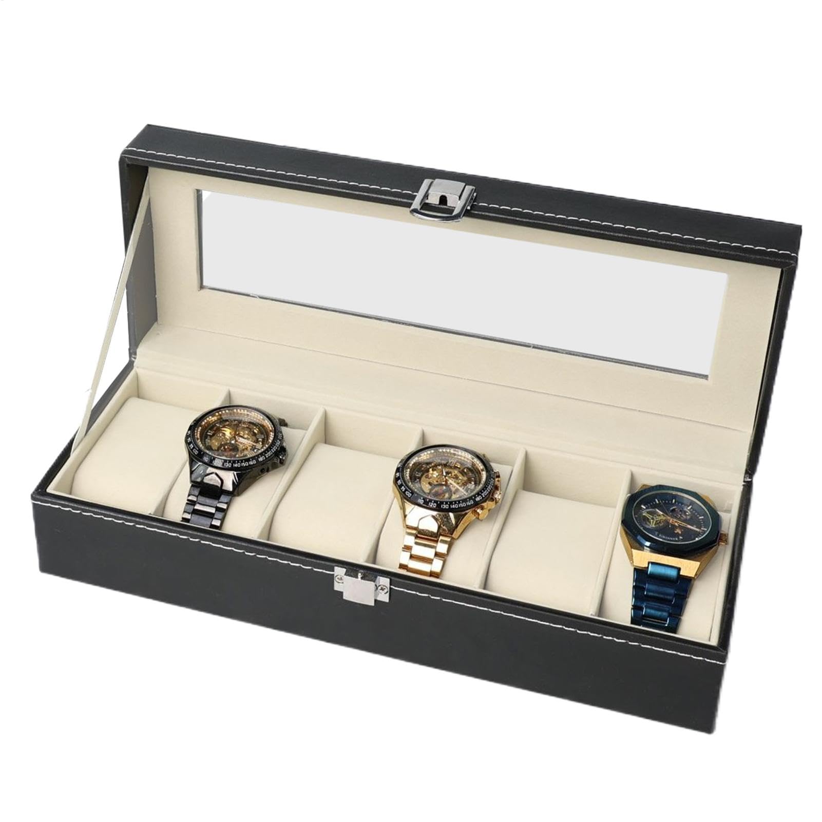 Boîte de montre pour homme en cuir PU idéal pour les déplacements