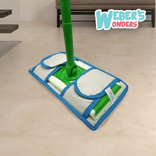 Miniatura 3 de Paquete de 4 almohadillas de microfibra Weber's Wonders para trapeador, lavables, reutilizables, duraderas, compatibles con cabezales Swiffer y