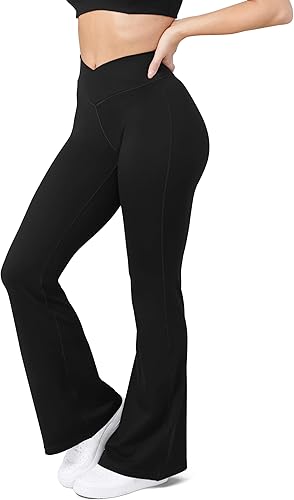 Miniatura 2 de HEGALY Pantalones de yoga acampanados para mujer, leggings cruzados, suaves, de cintura alta, pantalones casuales de entrenamiento con corte de bota