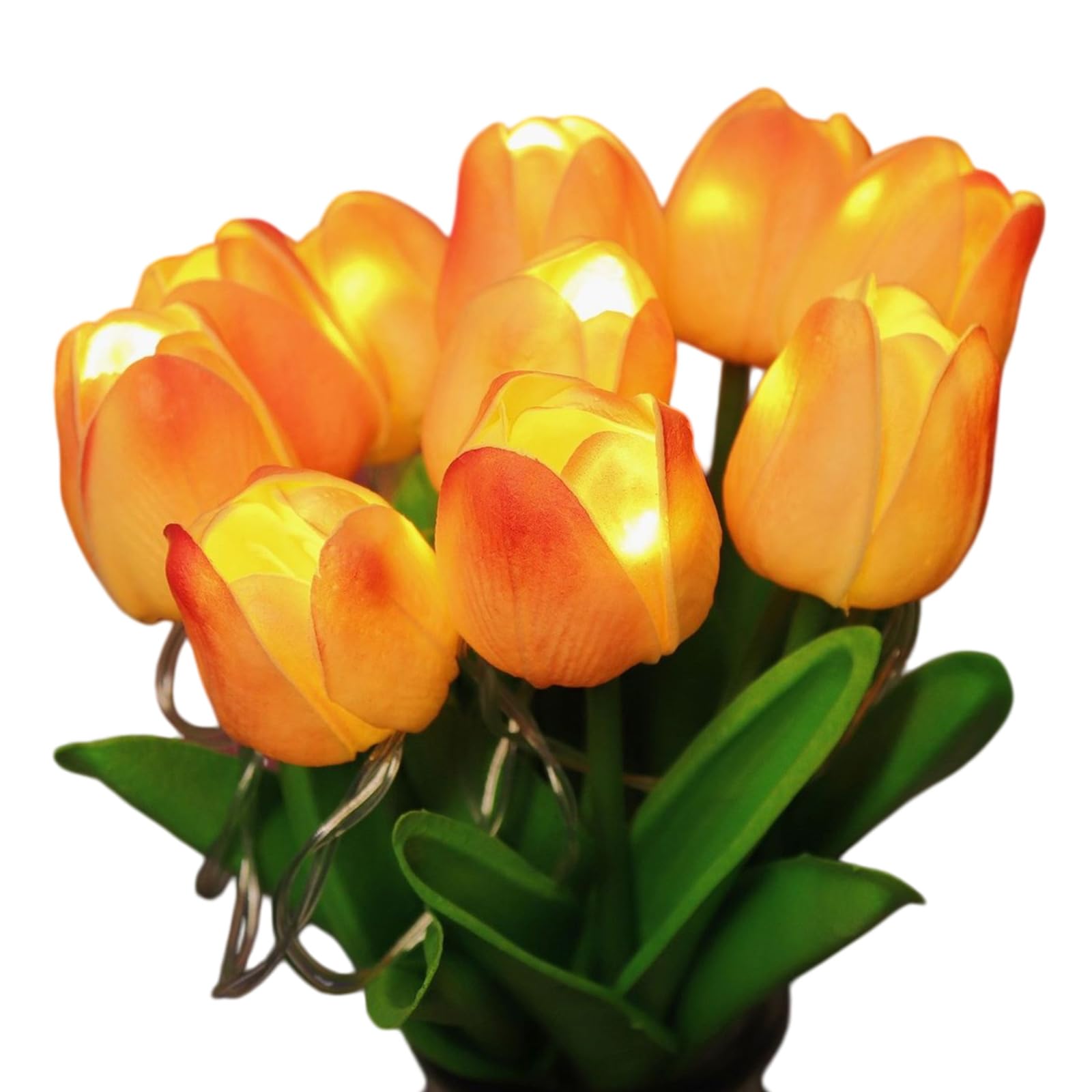 Msioytog Battery Operated LED Tulips Flower Lights 15PCS Set Home Party Decoration Lights for Bedroom Party Wedding Decors Dimmable Blossomy Night Lamps