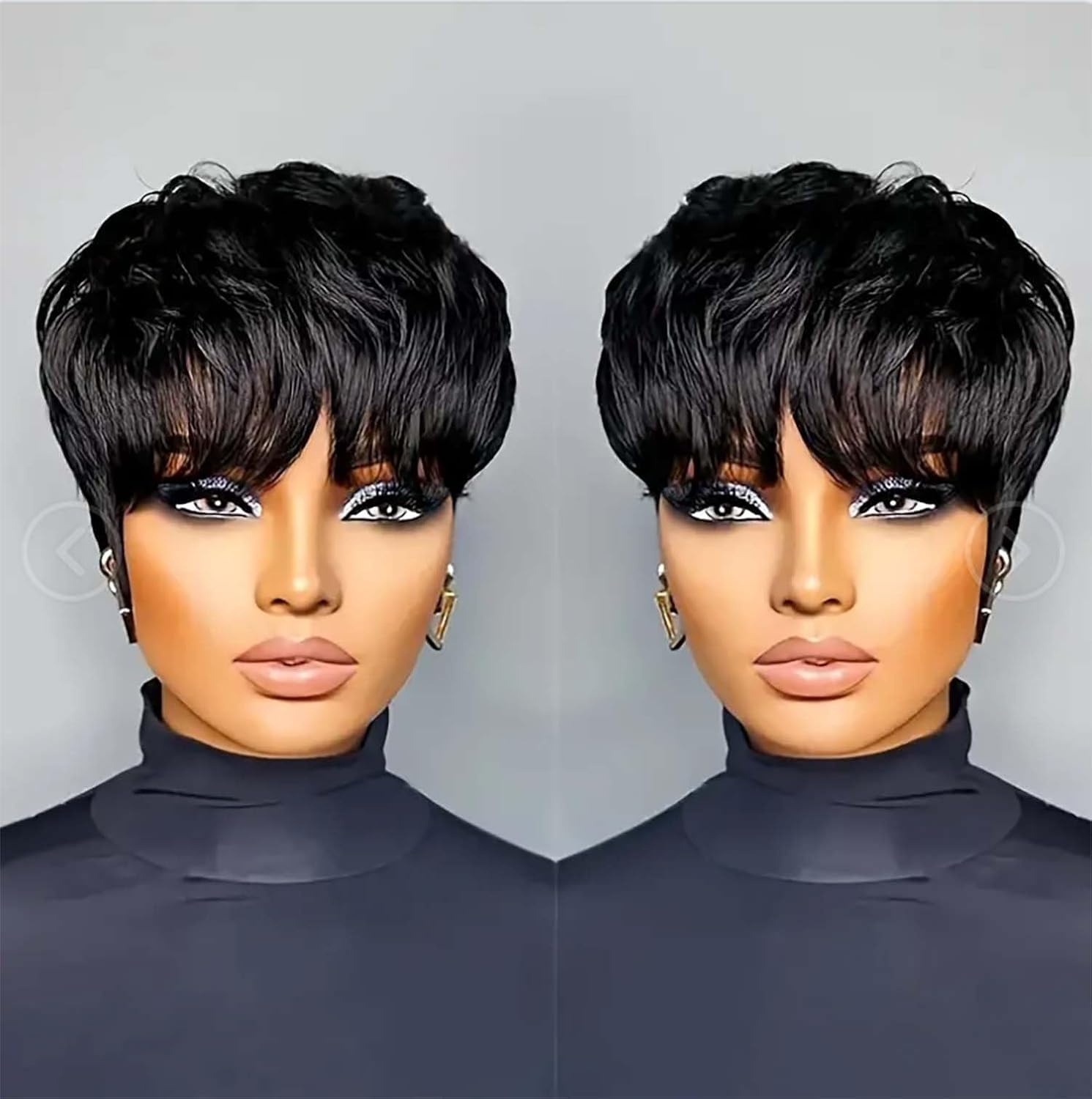 OYM HAIR Short Wigs for Black Women Human Hair Brazilian Virgin Human Hair Wigs Full Made wigs Pixie Cut Wigs Human Hair for Women 1B Color