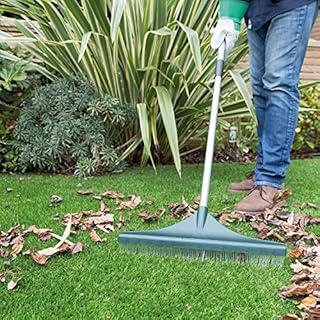Bergman Fake Rake Artificial Lawn Brush - Soft Nylon Bristles, Grass Cleaner for Astro Turf, Lightweight, Telescopic Handle