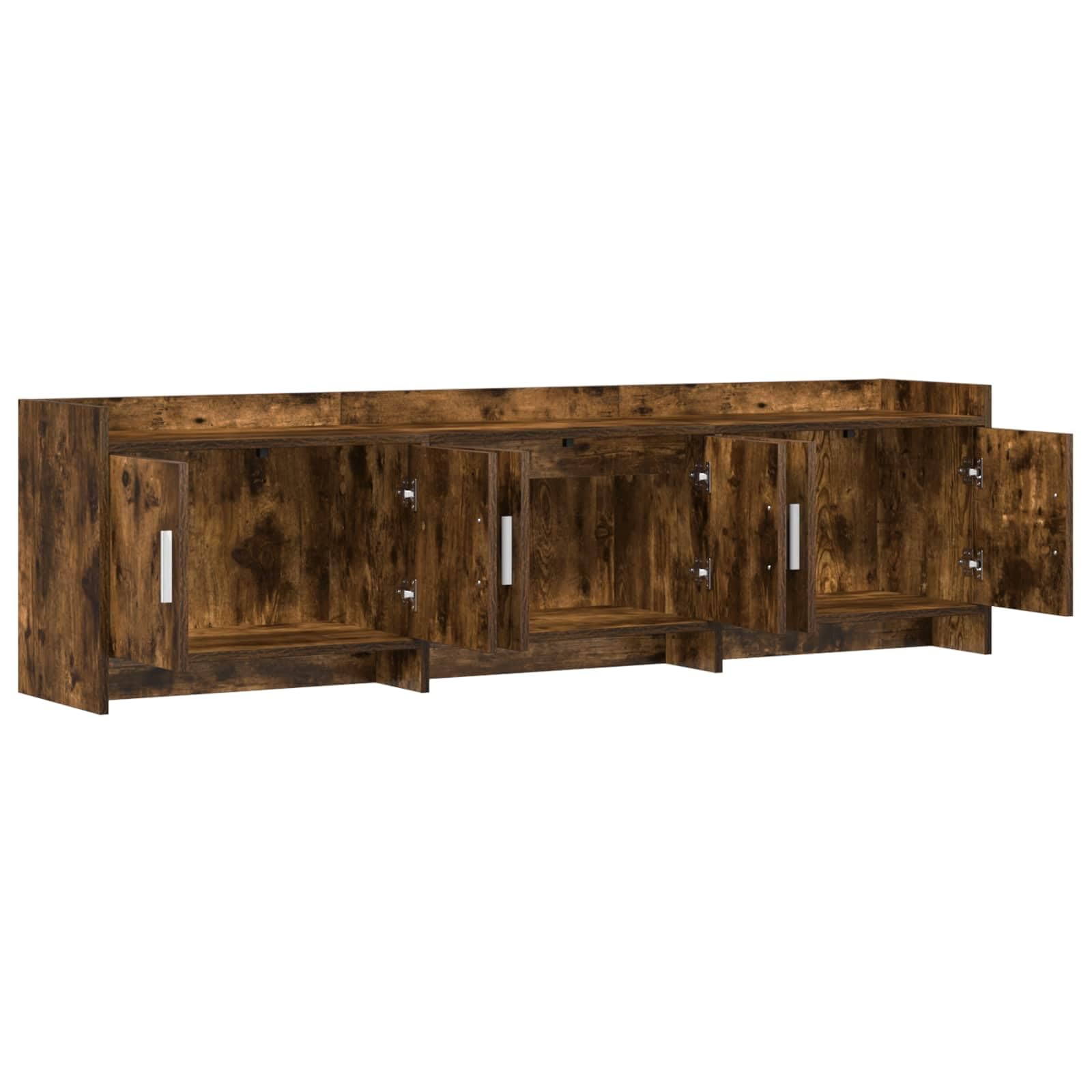 Szafka pod telewizor z materiału drewnopochodnego w kolorze wędzonego dębu, 168 x 33 x 47 cm, niska szafka z 6 drzwiami, miejsce do przechowywania do salonu, kina domowego, gier i
