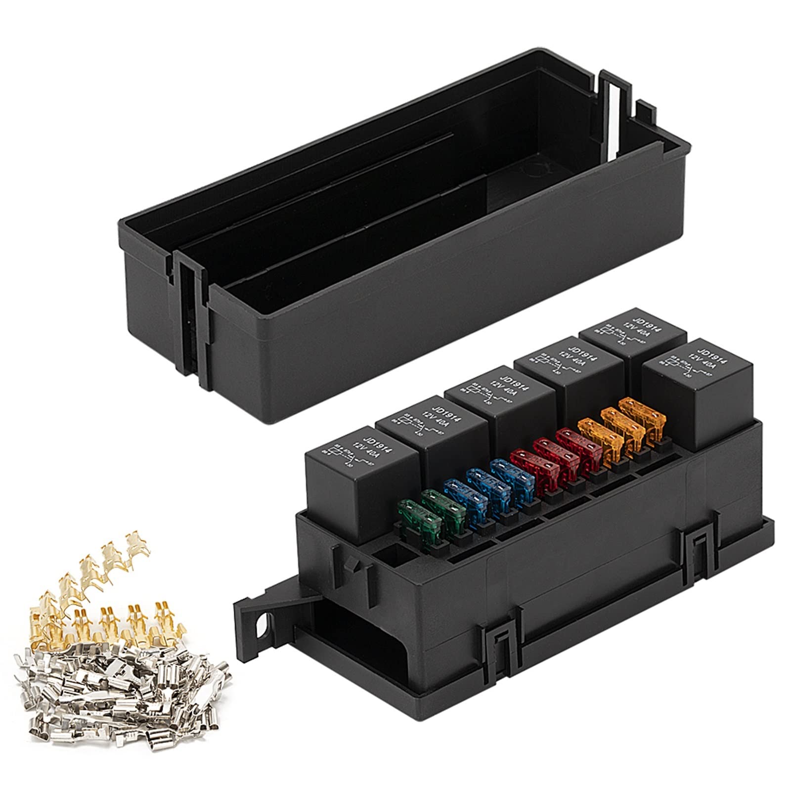 Bloepum 12V Automotive Fuse Relay Box With 40A 5-pin Relays 12V ...